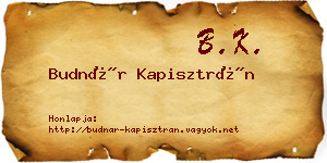 Budnár Kapisztrán névjegykártya
